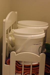 The buckets are pretty big and we needed to put in a stand for them as they didn't fit on our change table.